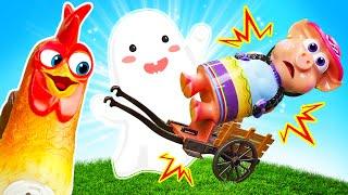 Gli scherzi di un fantasma nella fattoria giocattolo!  Video di giochi per bambini piccoli