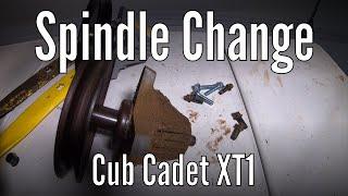 How to change or replace mower spindle on a Cub Cadet XT1 lawn mower.