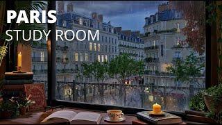 Paris Study Room Ambience - Rain and Distant Thunderstorm Sounds for Focus, Study, and Relaxatio