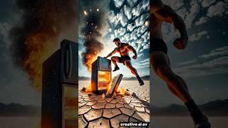 Man's heat destroys fridge, bear brings ice home! #shorts #ai #bear