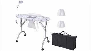 Yescom Nail Table with Vent & Nail Tech Lamp White