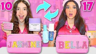 i SWAPPED MAKEUP BAGS with my 10 YEAR OLD SISTER!!!