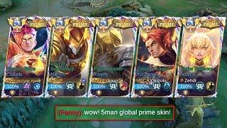 WOW!! 5MAN TOP GLOBAL PRIME SKIN IN ONE TEAM!! (this is Insane!!) - MLBB