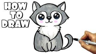 How to draw a Cute Wolf very easy. Drawing tutorial a Wolf. Drawings for beginners, step by step