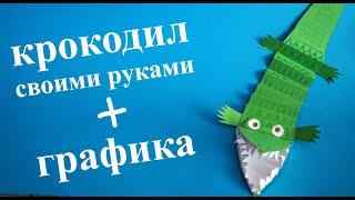 Сделать зеленого крокодила из бумаги с графическим рисунком. DIY Make a green crocodile out of paper