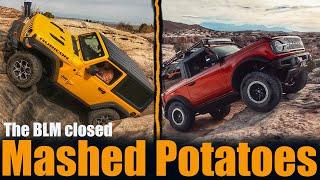 Stock Jeep and Bronco wheel a CLOSED MOAB trail