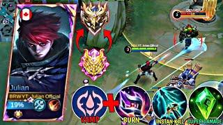 MONSTER EXPLANE! GLOBAL JULIAN NEW BEST BUILD AND EMBLEM EXP LANE 2024! JULIAN VS X BORG! - MLBB