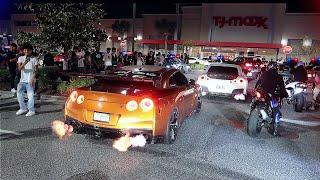 Shooting Flames in Front of Cops! CAR MEET GONE WILD!