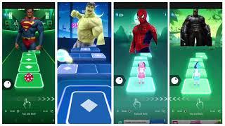 Superman vs Hulk vs Spiderman vs Batman Tiles Hop Victory Challange