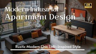 Modern Industrial Apartment Design: Rustic Wood, Bold Lighting, and Urban Chic Loft-Inspired Style