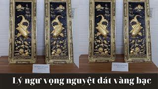 tranh lý ngư vọng nguyệt , dát vàng bạc