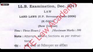 Land Laws (K-5004) || CCSU LLB 5th Semester 2017 Question Paper || (MYTE Law Academy)