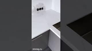 Hanex VM 002 Venato Snow Hyundai stoneg.ru Кухонная столешница из искусственного камня  #kitchen