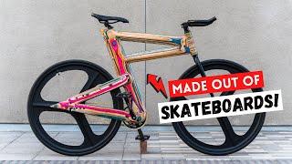 FIXED GEAR BIKE MADE OUT OF RECYCLED SKATEBOARDS!