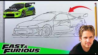 COMO DIBUJAR UN  Mitsubishi Eclipse Fast and Furious