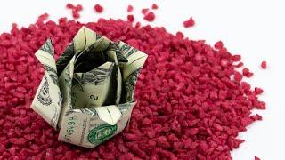 Money origami rose making with Dollar bills  EASY
