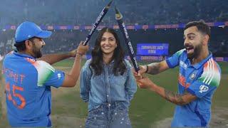 Anushka Sharma giving judgement when Virat and Rohit started dandiya compitition in front of her