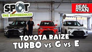 TOYOTA RAIZE 1.0 TURBO VS RAIZE 1.2 G VS RAIZE 1.2 E COMPARISON PHILIPPINES