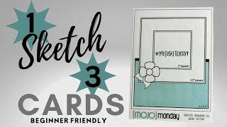 1 Sketch 3 Cards Beginner Friendly #sketchcards #cardsketch #beginnercards