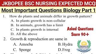 Jkbopee Bsc Nursing Expected Questions Biology Part 1 Score 90+ Now |Skuast Exam Important Mcqs 2024