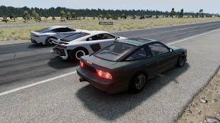 BeamNG Online | 4700HP 2JZ 240SX/Sil80 Turbo Nitrous Build - Highway Street Racing vs Fast Cars