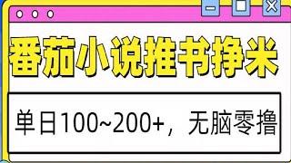 番茄小说推书挣米，单日100 200+，无脑零成本操作