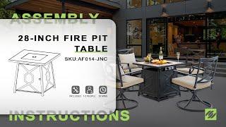 Nuu Garden® Outdoor 28 Inch Propane Gas Fire Pit Table | ASSEMBLY INSTRUCTIONS