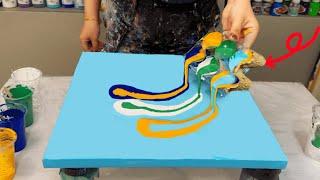 The magic of blue and gold: fluid art with egg cartons!