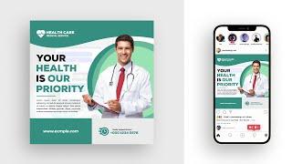 Photoshop Tutorial - Medical Social Media Post Design - Medical Web Banner Design