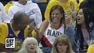 Steph Curry's mom can't help but cheer for the Warriors while wearing Seth Curry's jersey | Get Up