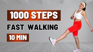 10 MIN FAST WALKING | 1000 Steps | Quick Cardio for Fast Weight Loss