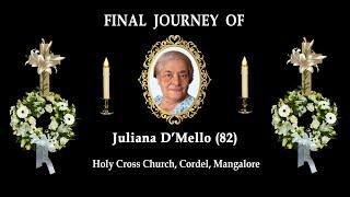 Final Journey of Juliana D’Mello (82 |  Holy Cross Church, Cordel, Mangalore