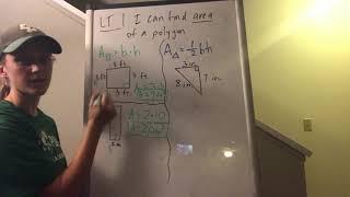 Finding the area of a rectangle or a triangle