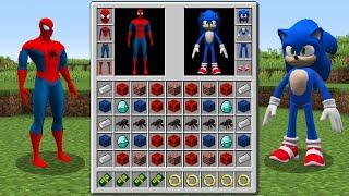 REALISTIC SPIDER MAN vs SONIC 2 Inventory Shop! MINECRAFT SUPERHEROES INVENTORY CHALLENGE Animation!