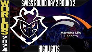 G2 vs HLE Highlights | LoL Worlds 2024 Swiss Stage Day 2 Round 2 | G2 Esports vs Hanwha Life Esports