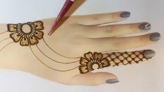 Amazing Jewellery Mehandi Design for Back Hand || Easy Flower Design for Beginners #shorts