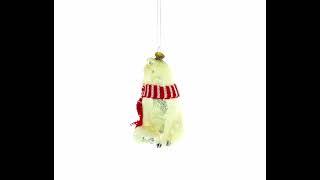 Arctic Fox with Scarf - Blown Glass Christmas Ornament (CC-0275)