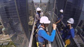 An unobstructed view of window washers