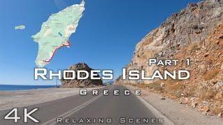 Rhodes Island Greece  4K - Part 1 - driving tour with city sounds - relaxing scenes