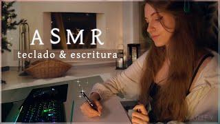 ASMR Study ambience | Typing, keyboard & fireplace sounds  [Sub]