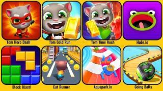 Tom Hero Dash, Gold Run, Time Rush, Cat Runner, Block Blast!, Hole.io, Aquapark.io, Going balls