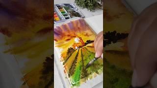 Watercolor Sunset painting #arte #aesthetic #artsy #watercolor #sunsetart #thooviarts #aesthetic