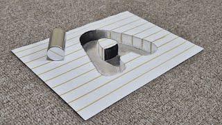 3d drawing  a letter on paper for beginner