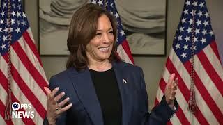 WATCH: Harris speaks with reporters ahead of campaign rally in Houston, Texas