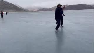 Frozen lake marathon at pangong Leh Ladakh