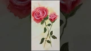 Acrylic rose painting on wet paper  #art #painting #acrylic #artshorts #rose #acrylicpainting