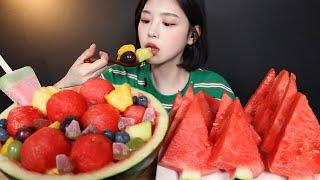 SUB)직접 만든 시원달달한 수박 화채 먹방  수박파티 수분 섭취 제대로 하는 날 ! Watermelon punch mukbang ASMR