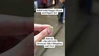 Solid Gold Nugget Heart & Figaro Set by Ijaz Jewelers