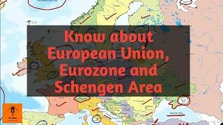 European Union, Schengen Area, Eurozone and important capital cities of europe