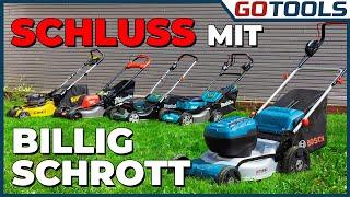 Der neue Bosch Rasenmäher GRA 18V2-46 im Vergleich zu Makita Milwaukee Dewalt und Metabo